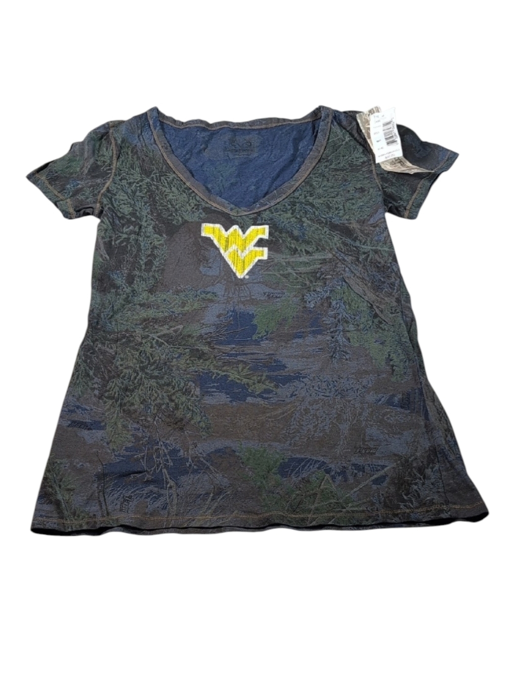 Realtree West Virginia University Camouflage V-Neck T-Shirt Size Large
